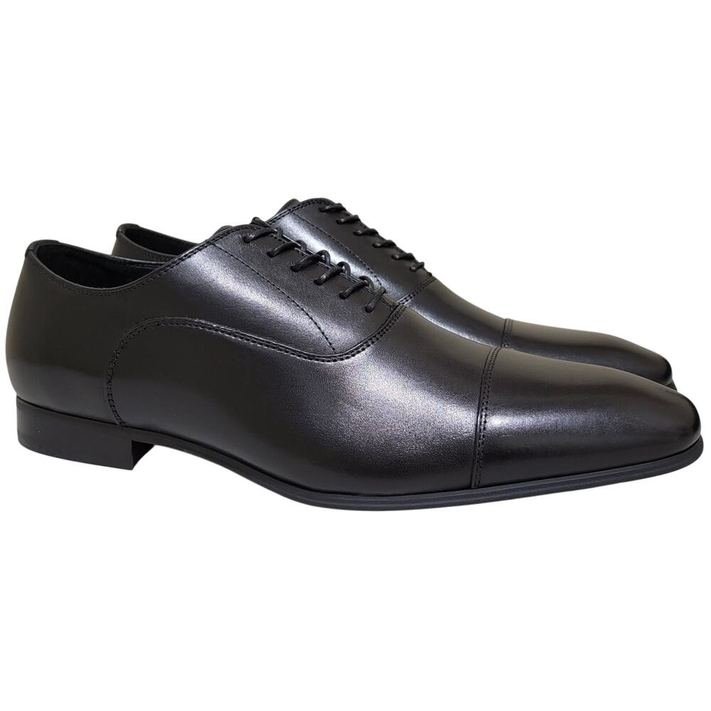 INC INTL Concepts Men Silas Cap Toe Dress Oxfords Size US 10M Black Leather - Picture 1 of 6